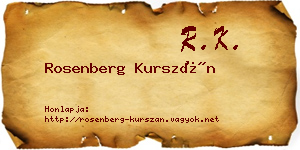 Rosenberg Kurszán névjegykártya
